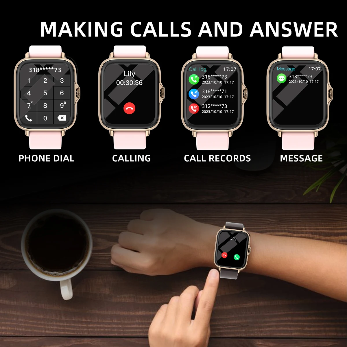 1.83" Smart Watch – Sleep Tracking, Step Counter, Call & Message Alerts (iPhone & Android) - alternate view