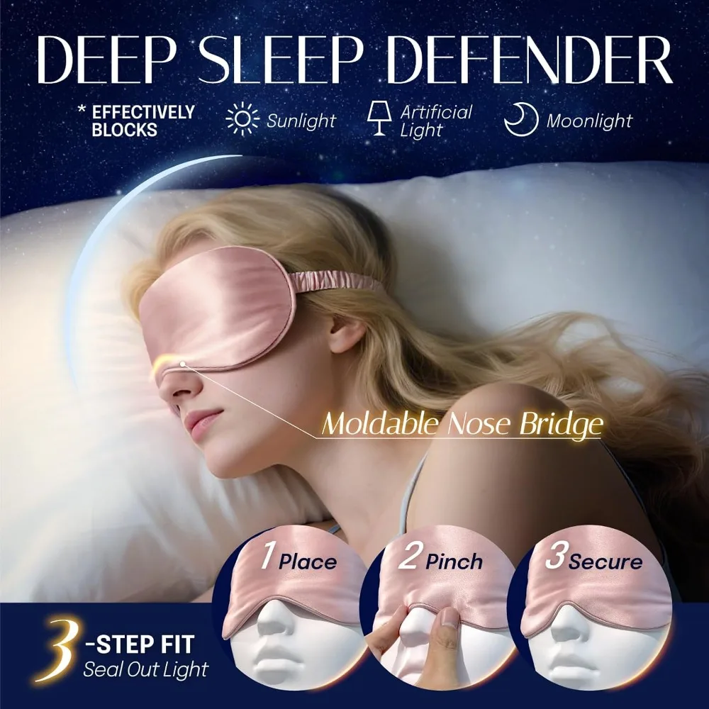 Mulberry Silk Sleep Mask - Blackout Eye Mask for Travel & Deep Sleep - in use