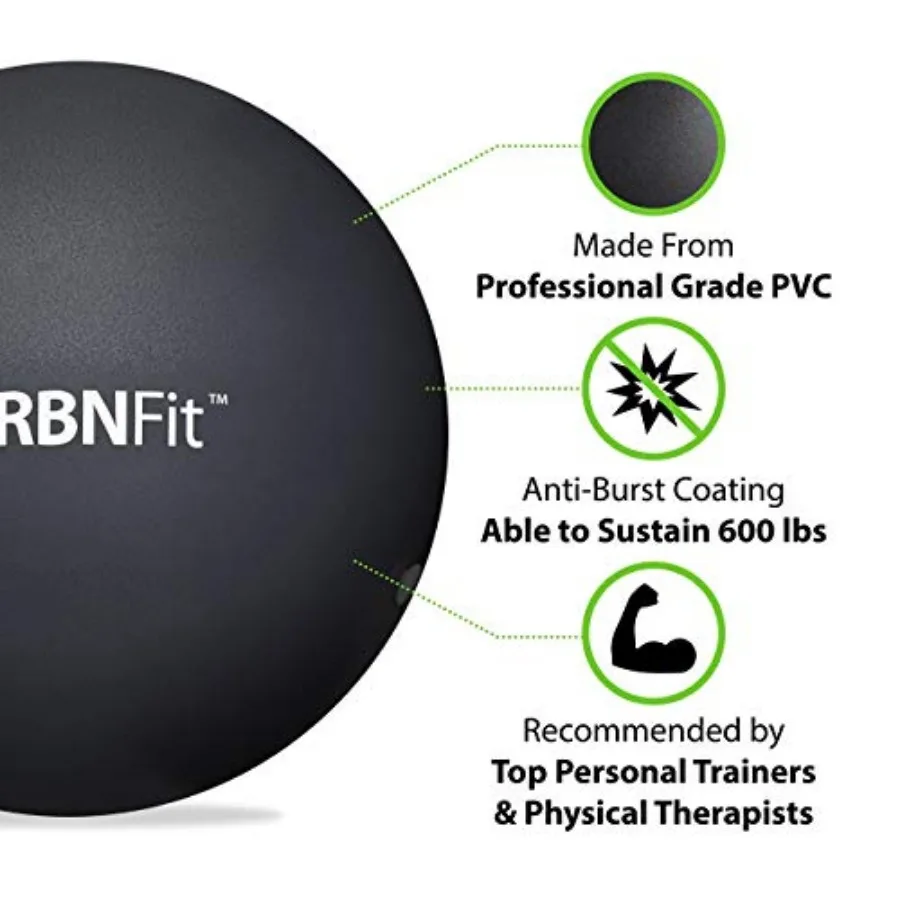 Mini Exercise Ball 9in – Anti-Burst Pilates & Stability Ball, Black - close-up detail