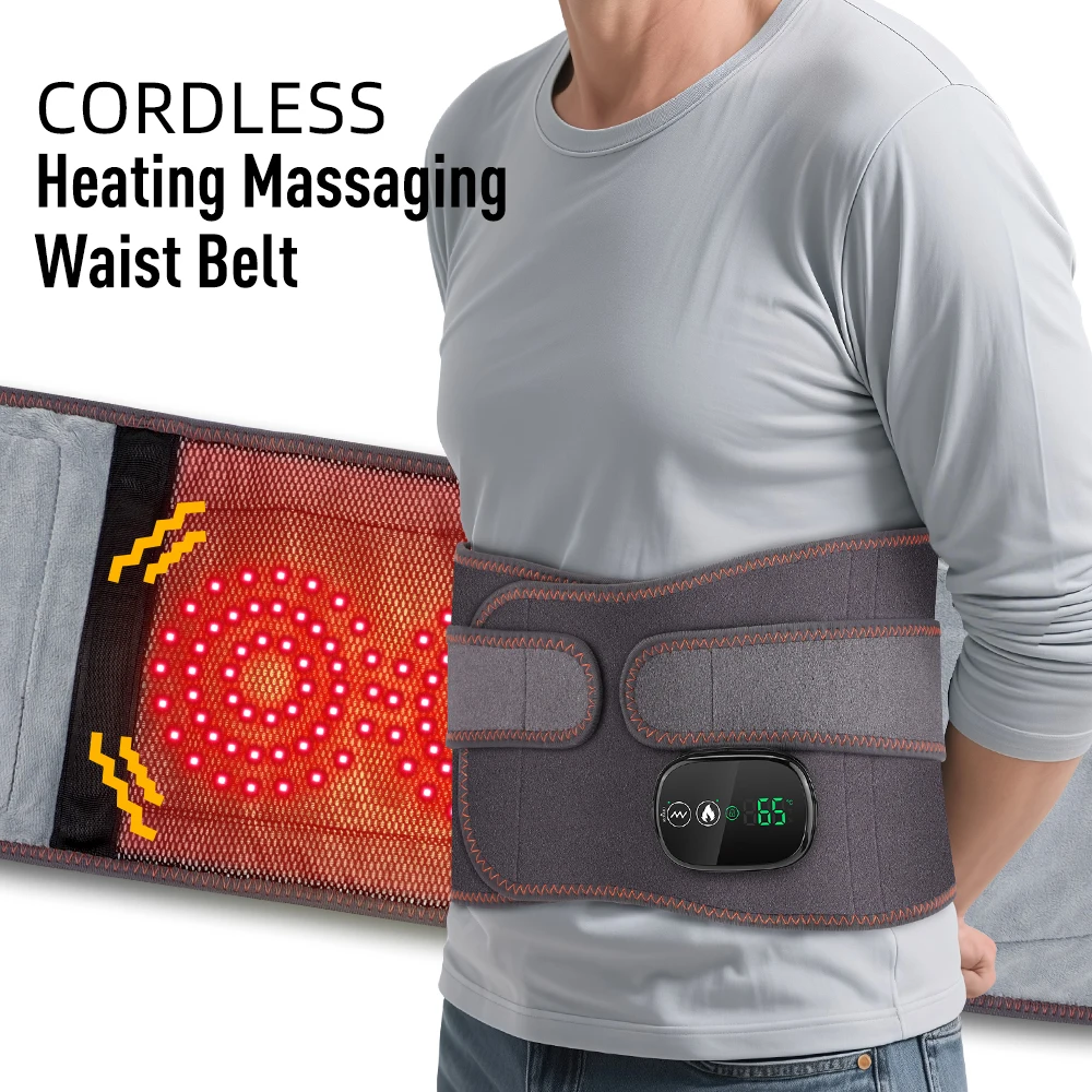 Heated Vibration Lumbar Belt – Back Massage & Waist Support Brace - in use