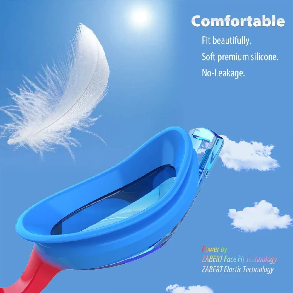 Kids Swimming Goggles for Ages 3-10 Anti-Fog UV Protection with Travel - close-up detail