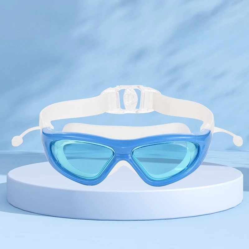 High-definition transparent waterproof integrated earplug swimming goggles professional equipment - size and dimensions