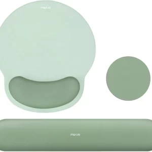 Ergonomic Mouse Pad & Keyboard Wrist Rest Set – Curved Non-Slip, Antique Green