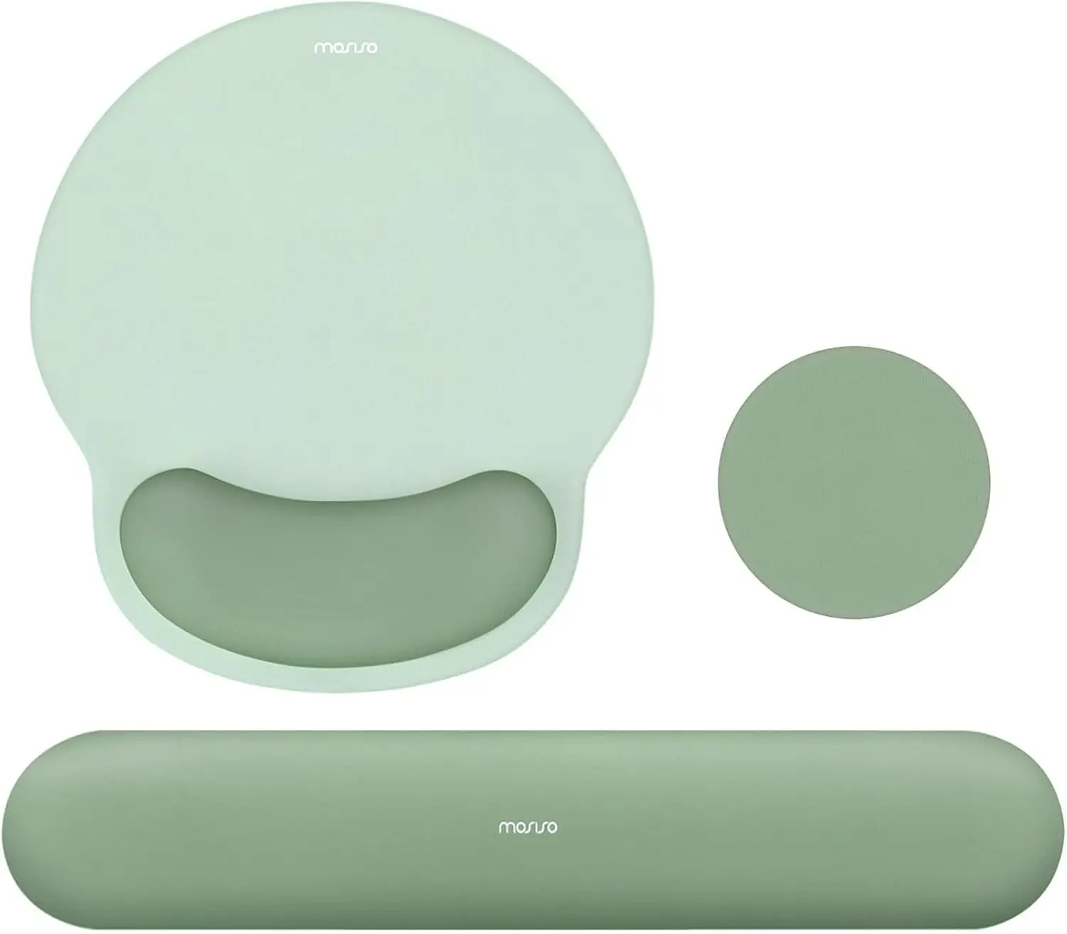 Ergonomic Mouse Pad & Keyboard Wrist Rest Set – Curved Non-Slip, Antique Green