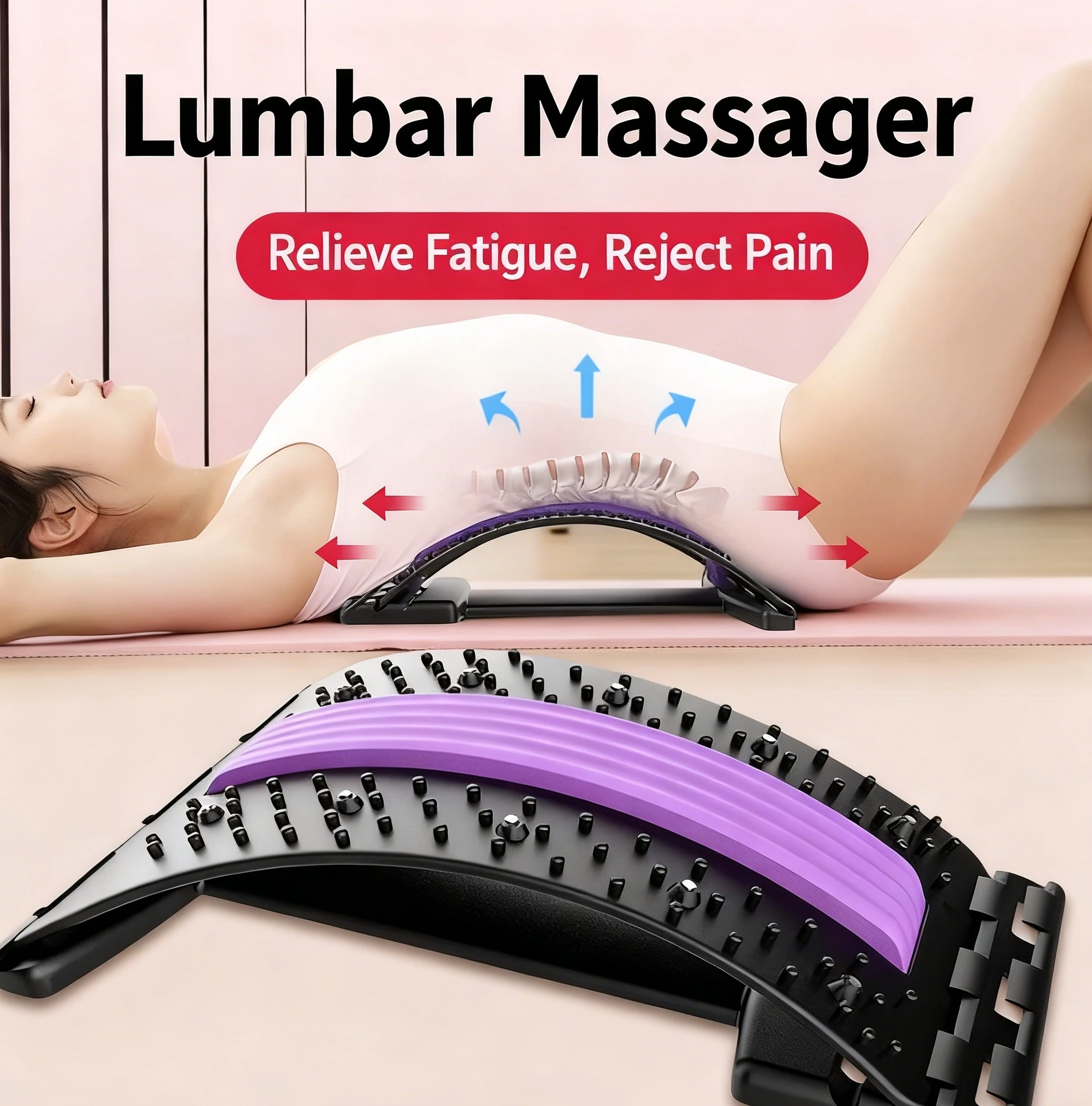 Lumbar Back Stretcher – Spinal Traction Arch for Lower Back Pain Relief & Posture Reset - in use