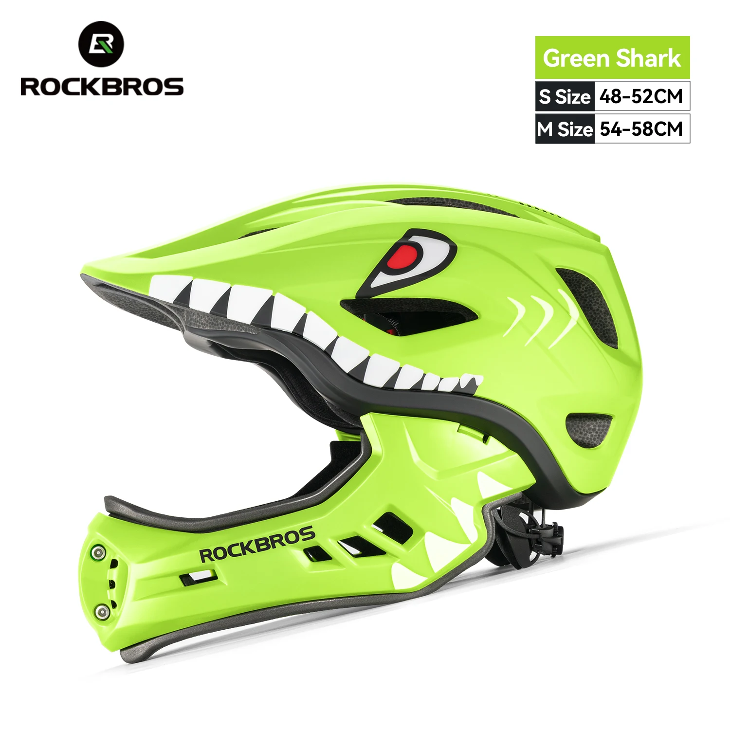 ROCKBROS Kids Bike Helmet – Detachable Full-Face Chin Guard & Impact Shell - texture detail
