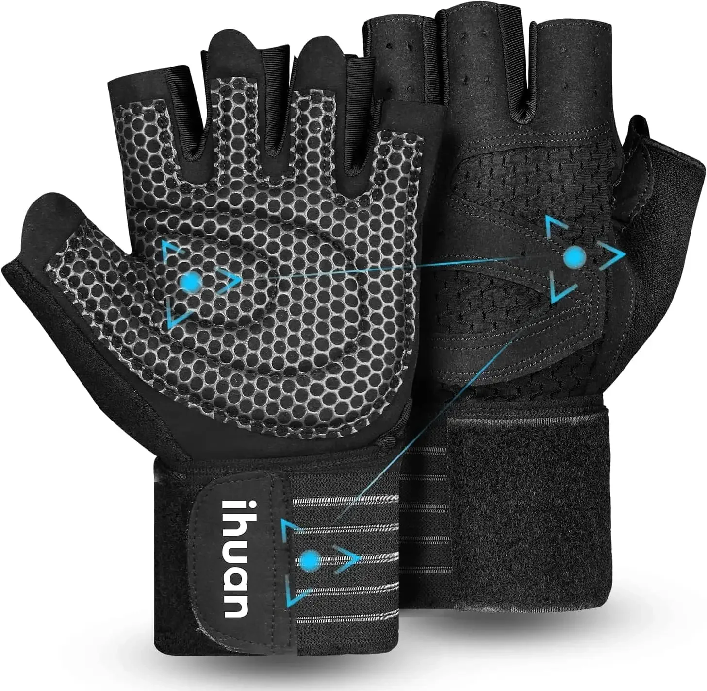Weight Lifting Gloves with Wrist Support – Ventilated Full Palm Gym Gloves