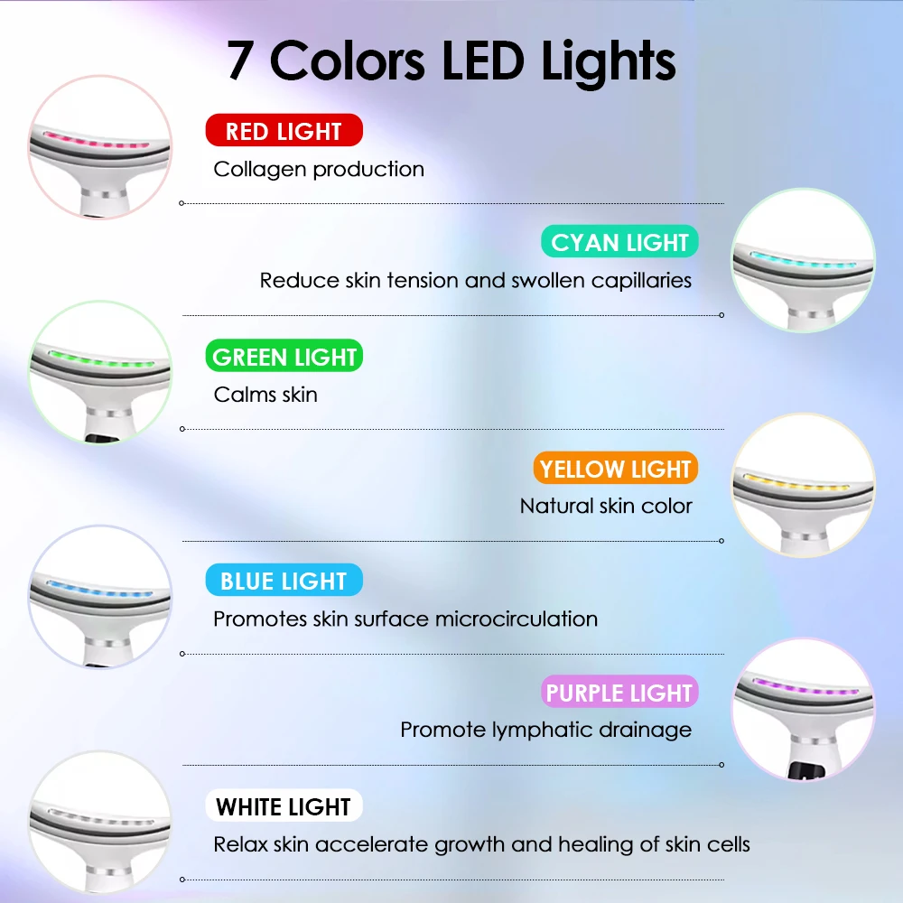 LED Neck & Face Lifting Massager – 7-Colour Light Therapy Device - in use