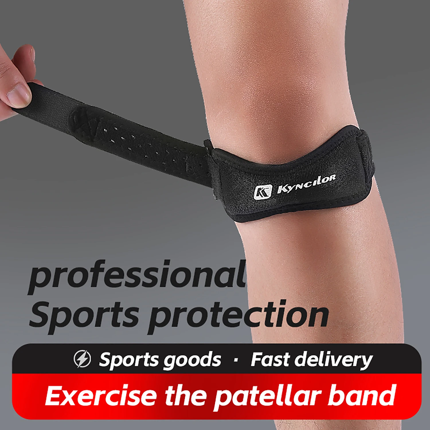 Patella Knee Strap – Adjustable Silicone Kneecap Support Band - close-up detail