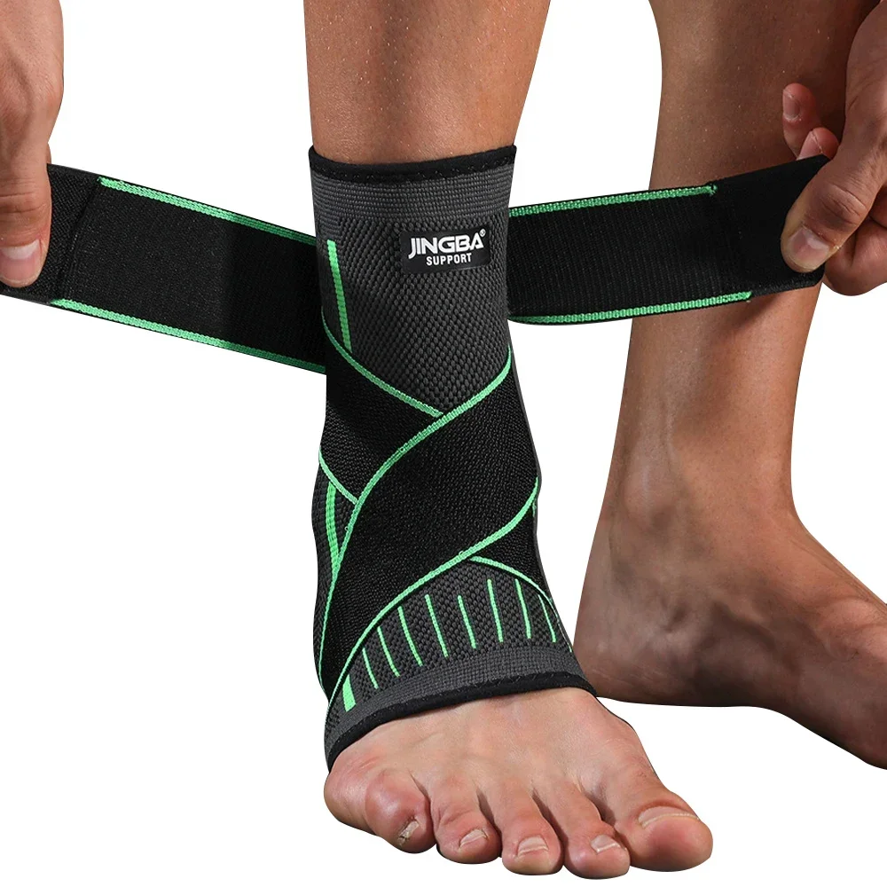Adjustable Ankle Brace – Compression Sleeve with Stabilising Straps - close-up detail