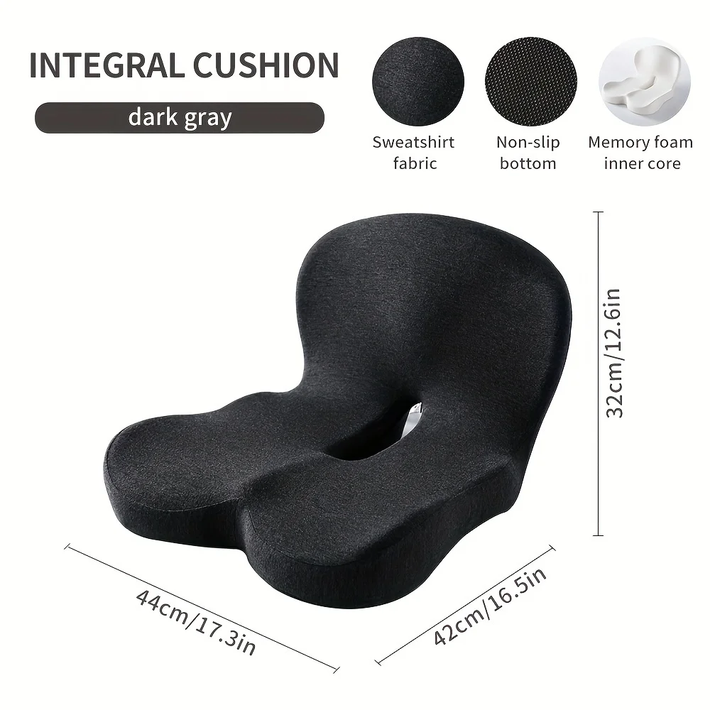 Contoured Ergonomic Lumbar Back Support Seat Cushion with Washable Cover Soft - close-up detail