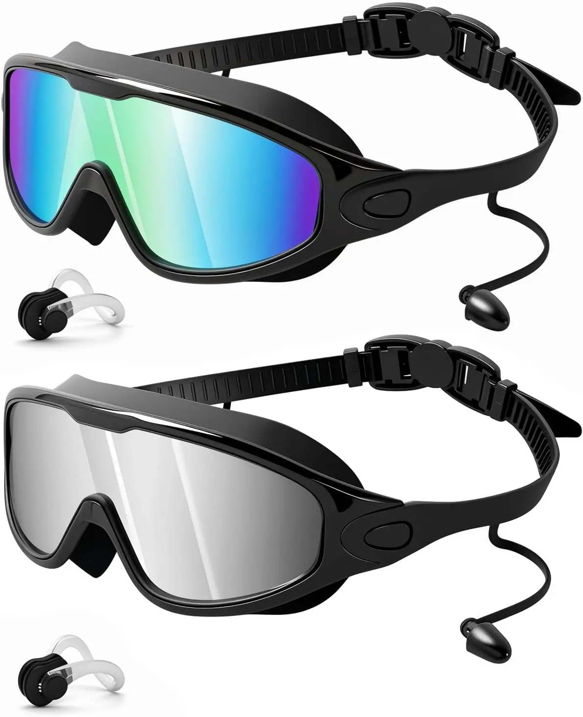 2 Pack Anti Fog Swimming Goggles for Men Women Polarized Clear - side view