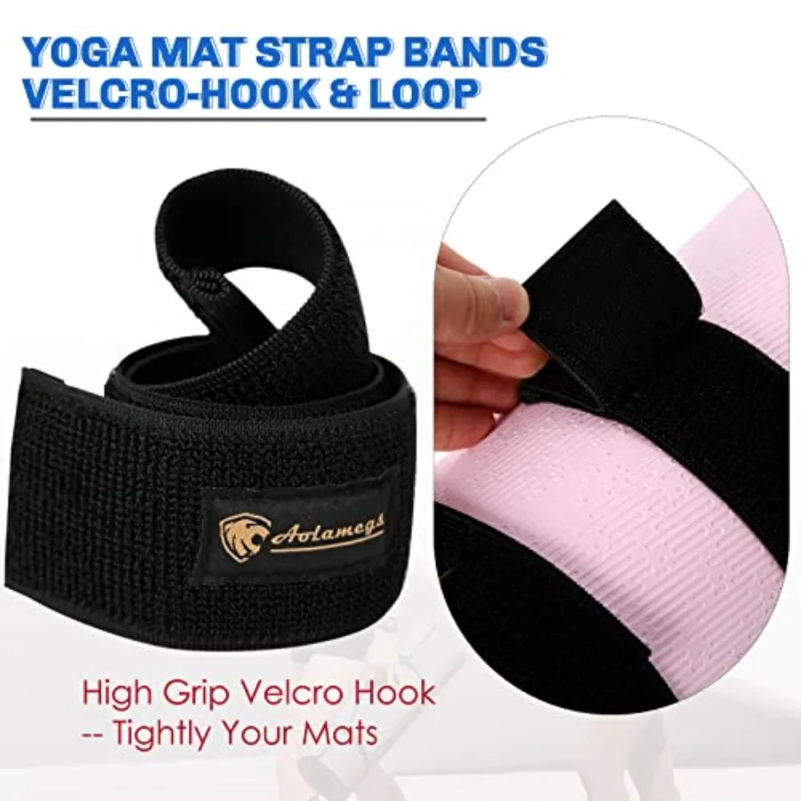 Heavy Duty Yoga Mat Strap – Adjustable Bungee Carrier & Sling, 20" x 2" - in use