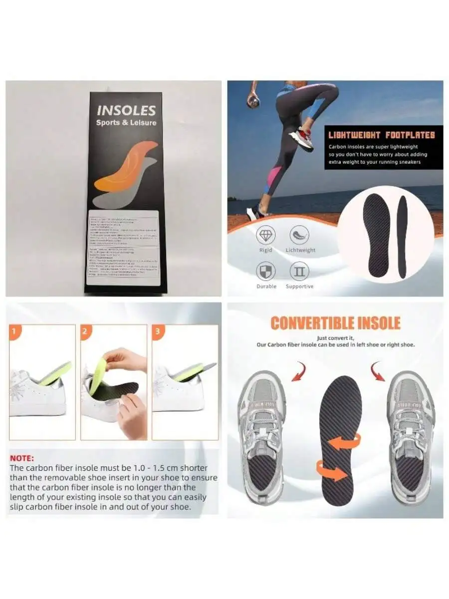 Carbon Fiber Insoles – Rigid Shoe Inserts for Turf Toe & Forefoot Pain - detail view