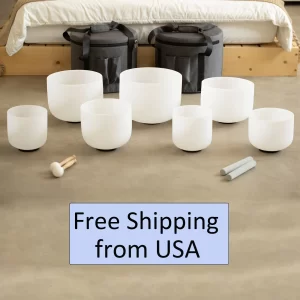 Crystal Singing Bowl Set of 7 – Chakra Sound Bath Bowls with Carry Cases