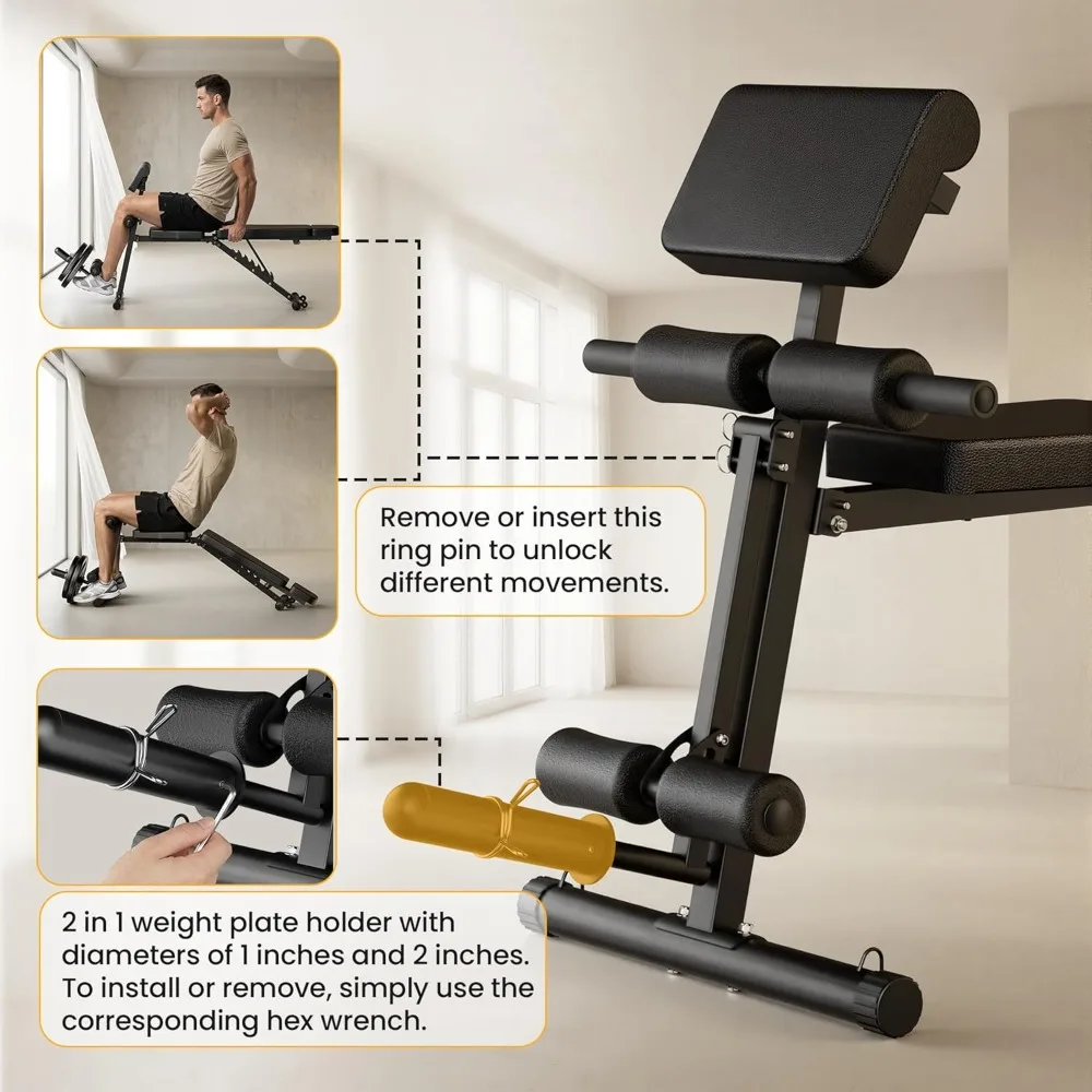 Adjustable Weight Bench – Foldable Incline Decline Flat with Leg Extension - size and dimensions