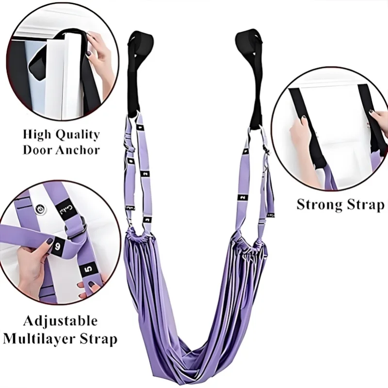 Aerial Yoga Stretching Belt – Adjustable Yoga Swing Strap - in use