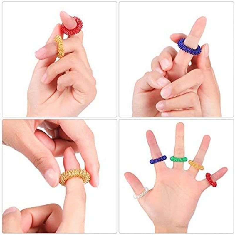 Acupressure Spiky Finger Rings (10 Pack) – Hand Massage & Stress Relief Fidget - size and dimensions