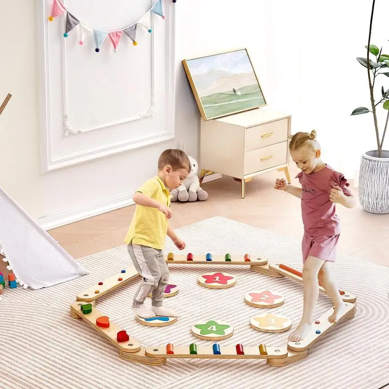 Wooden Balance Stepping Stones Set of 6 – Kids Coordination & Balance - alternate view