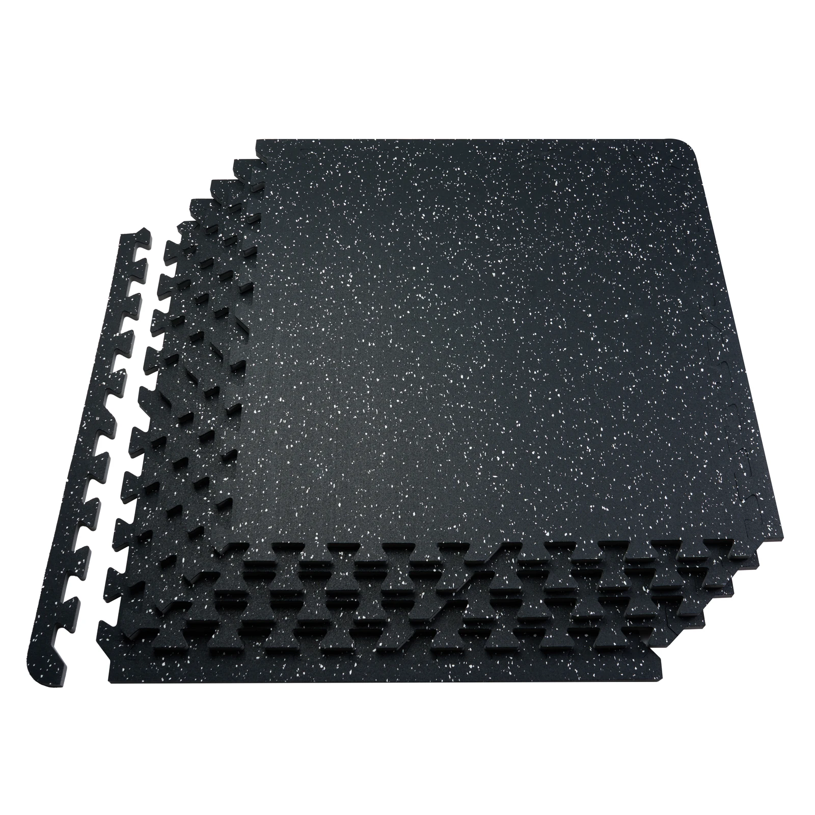 Rubber Top Interlocking Gym Floor Tiles – 25 Puzzle Mats, 0.56in EVA Foam Base