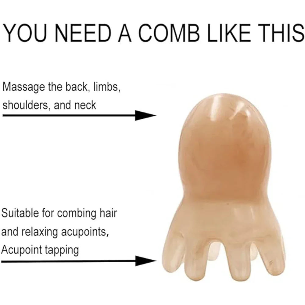 Wide Tooth Scalp Massage Comb – Meridian Acupoint Head Massager - in use