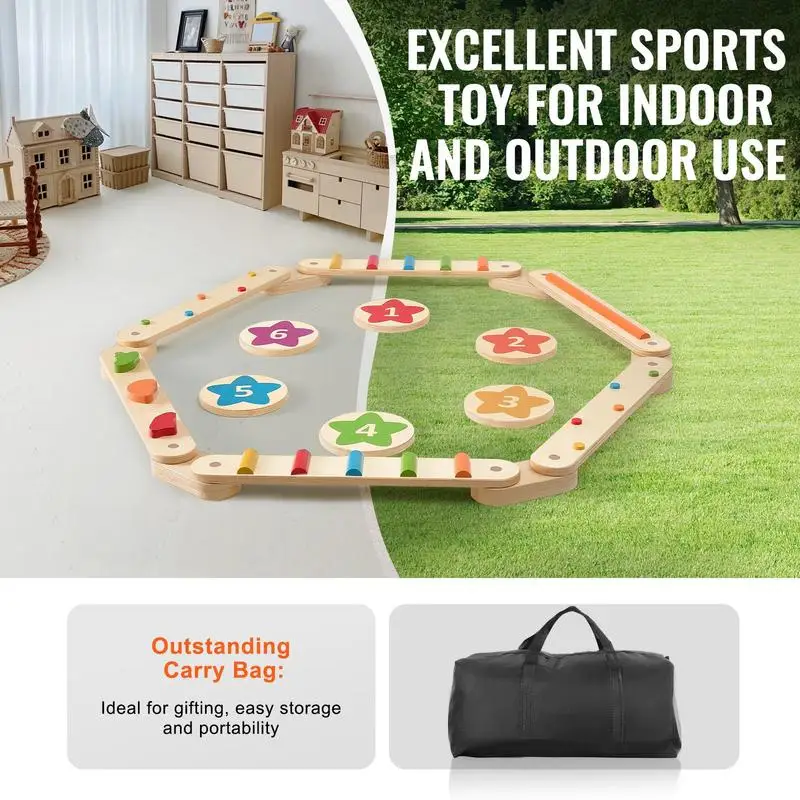 Wooden Balance Stepping Stones Set of 6 – Kids Coordination & Balance - packaging