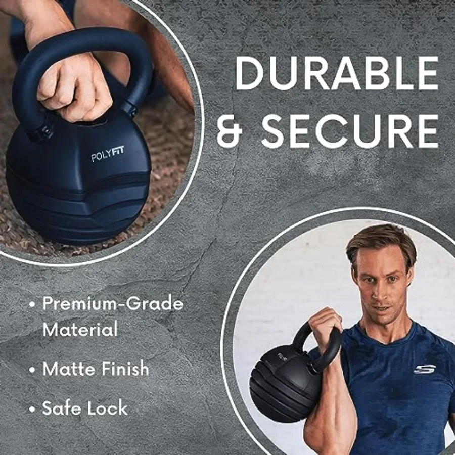 Adjustable Kettlebell Set 30/40/50 lb – Rubber-Coated Cast Iron Home Gym - in use