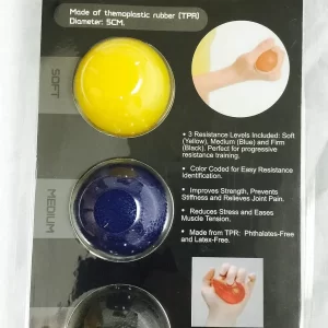Hand Exercise Ball Kit – 3 Resistance Levels, 2in Therapy Balls