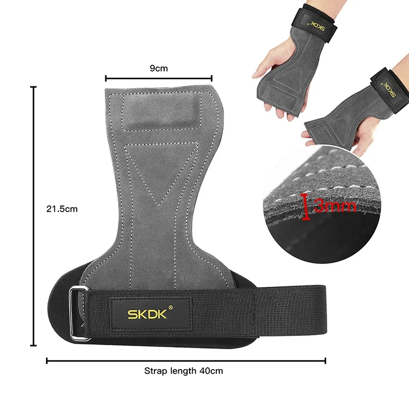 Weight Lifting Grip Pads with Wrist Wraps – Anti-Slip Gym Gloves (Pair) - in use