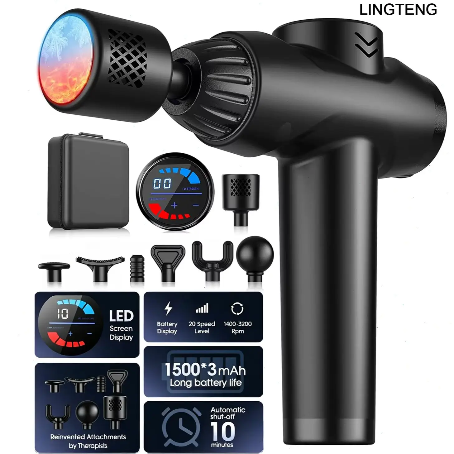 Hot & Cold Massage Gun – 7 Heads, Deep Tissue Percussion