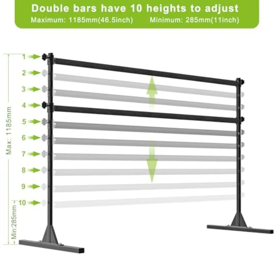 Height-Adjustable Ballet Barre – Freestanding Steel Home Studio Barre - in use