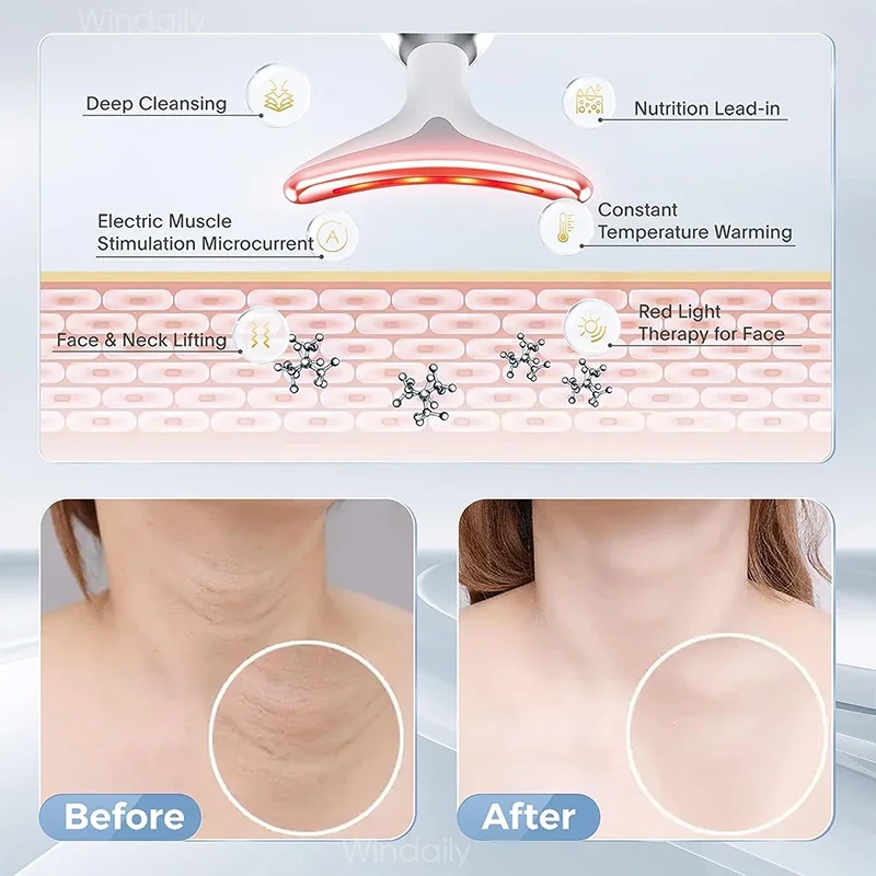 LED Face & Neck Massager – 7-Colour Light Therapy & Vibration Skincare Device - size and dimensions
