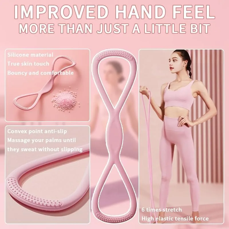 Resistance Bands with Handles Figure 8 Band Elastic Fitness Exercise for - close-up detail