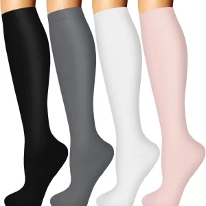 Women's Compression Socks, 4 Pairs – Graduated Support for Nursing & Running