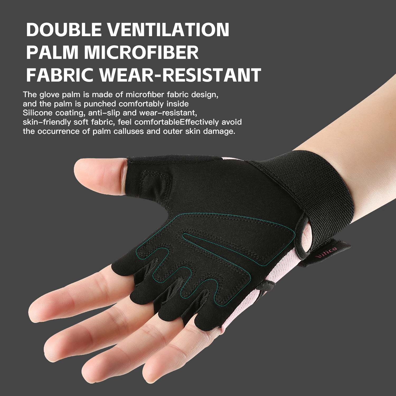 Mesh Half-Finger Fitness Gloves – Anti-Slip Palm Protection, S–M - alternate view
