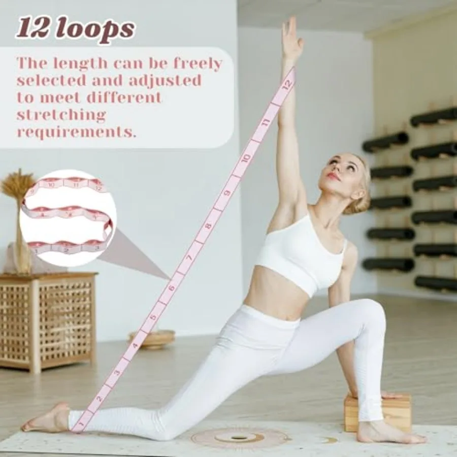 12-Loop Elastic Yoga Strap – Stretching Band for Flexibility - alternate view