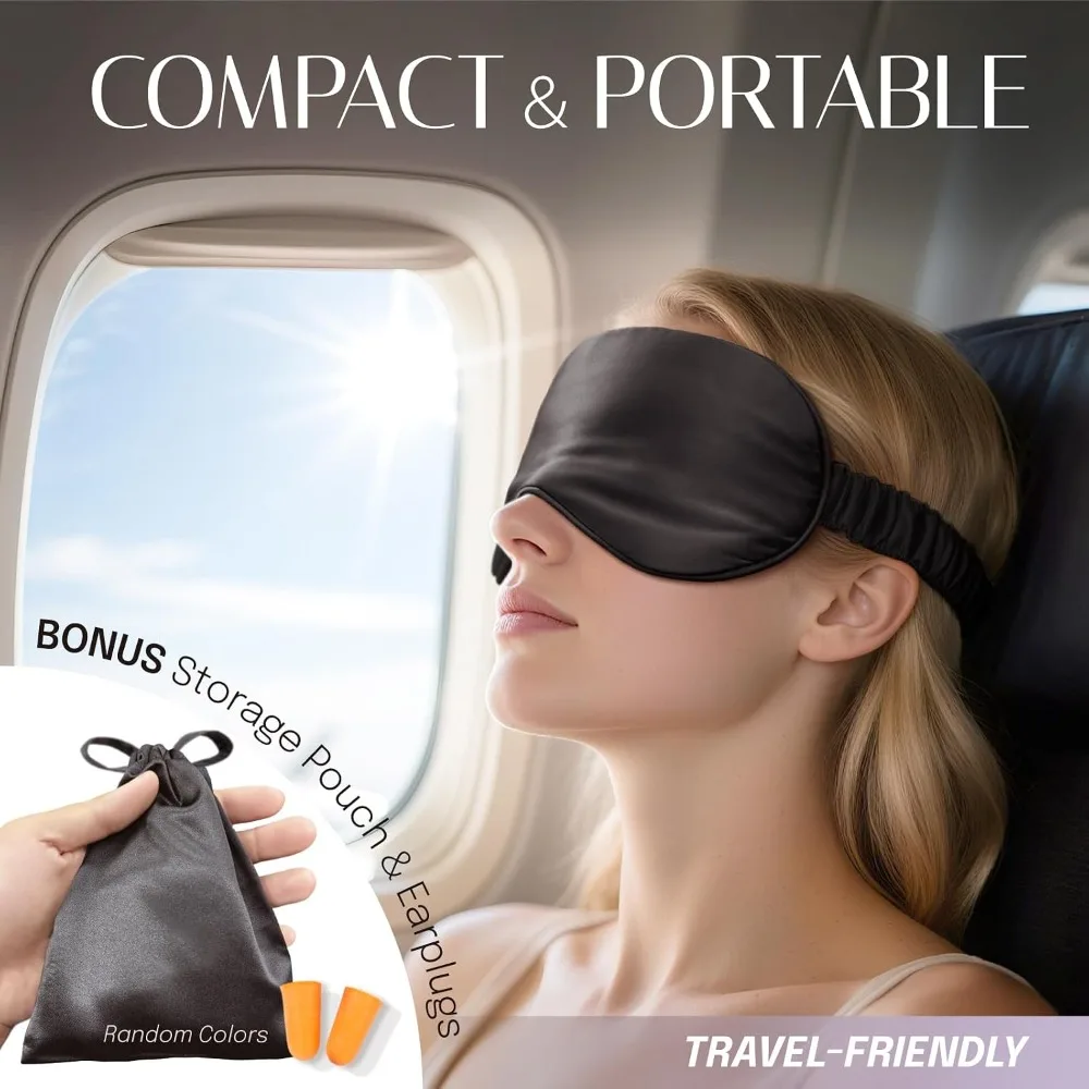 Mulberry Silk Sleep Mask - Blackout Eye Mask for Travel & Deep Sleep - size and dimensions