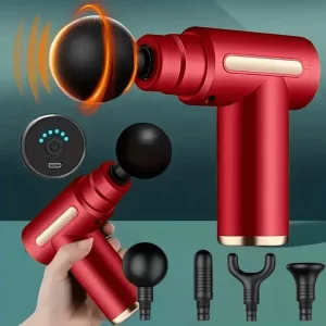 Cordless Deep Tissue Massage Gun with LED Display – 4 Heads, 1200mAh