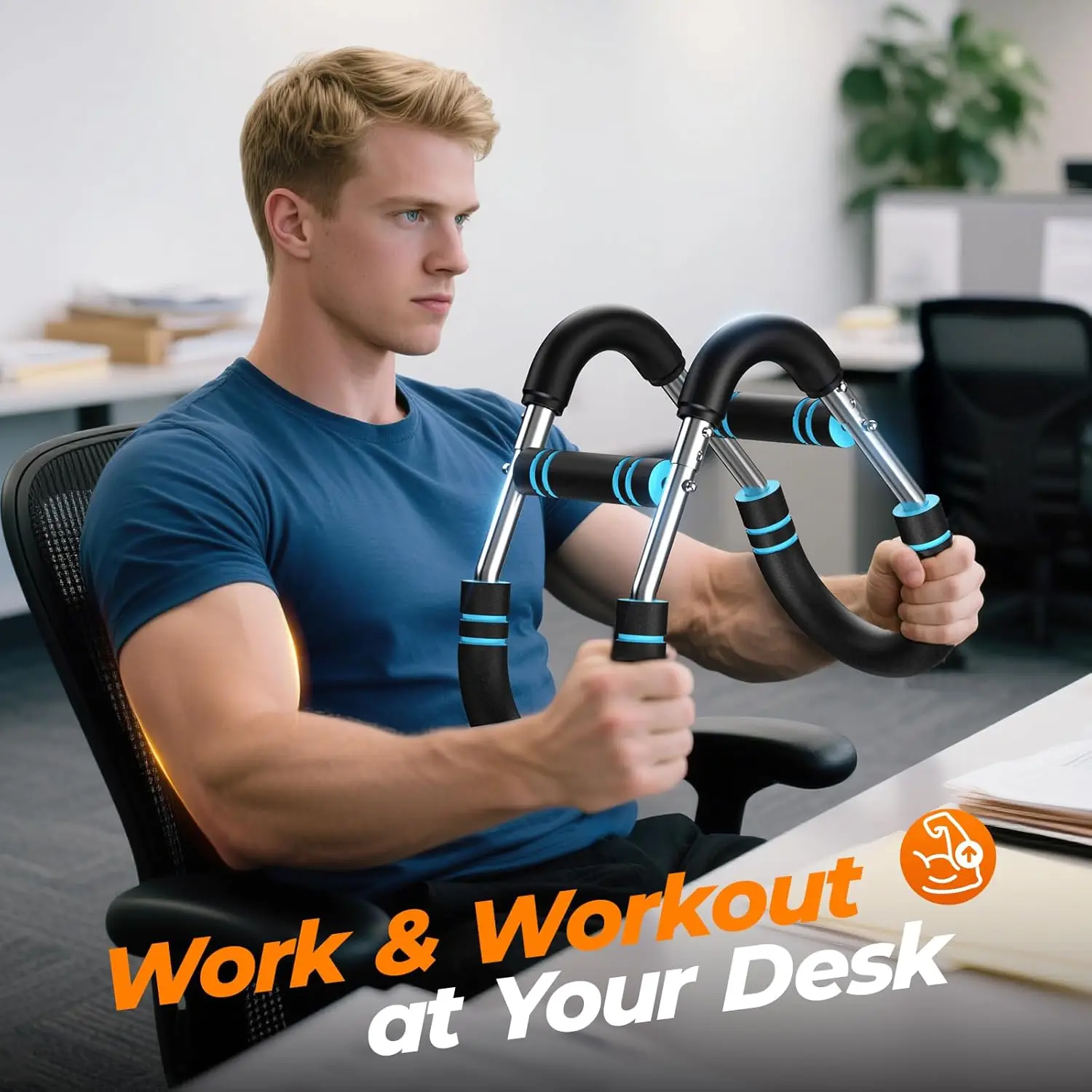 U-Shape Power Twister Arm Bar - 60-100lb Adjustable Chest & Grip Trainer - close-up detail