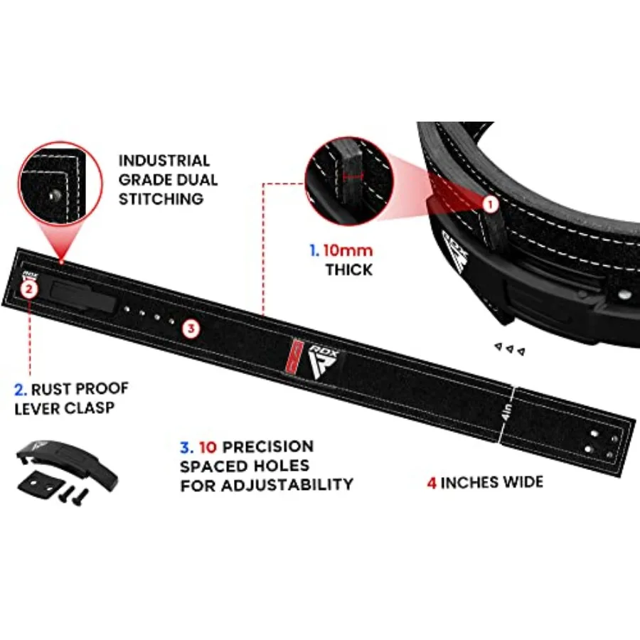Leather Weight Lifting Belt 10mm – IPL & USPA Approved Powerlifting Belt - size and dimensions