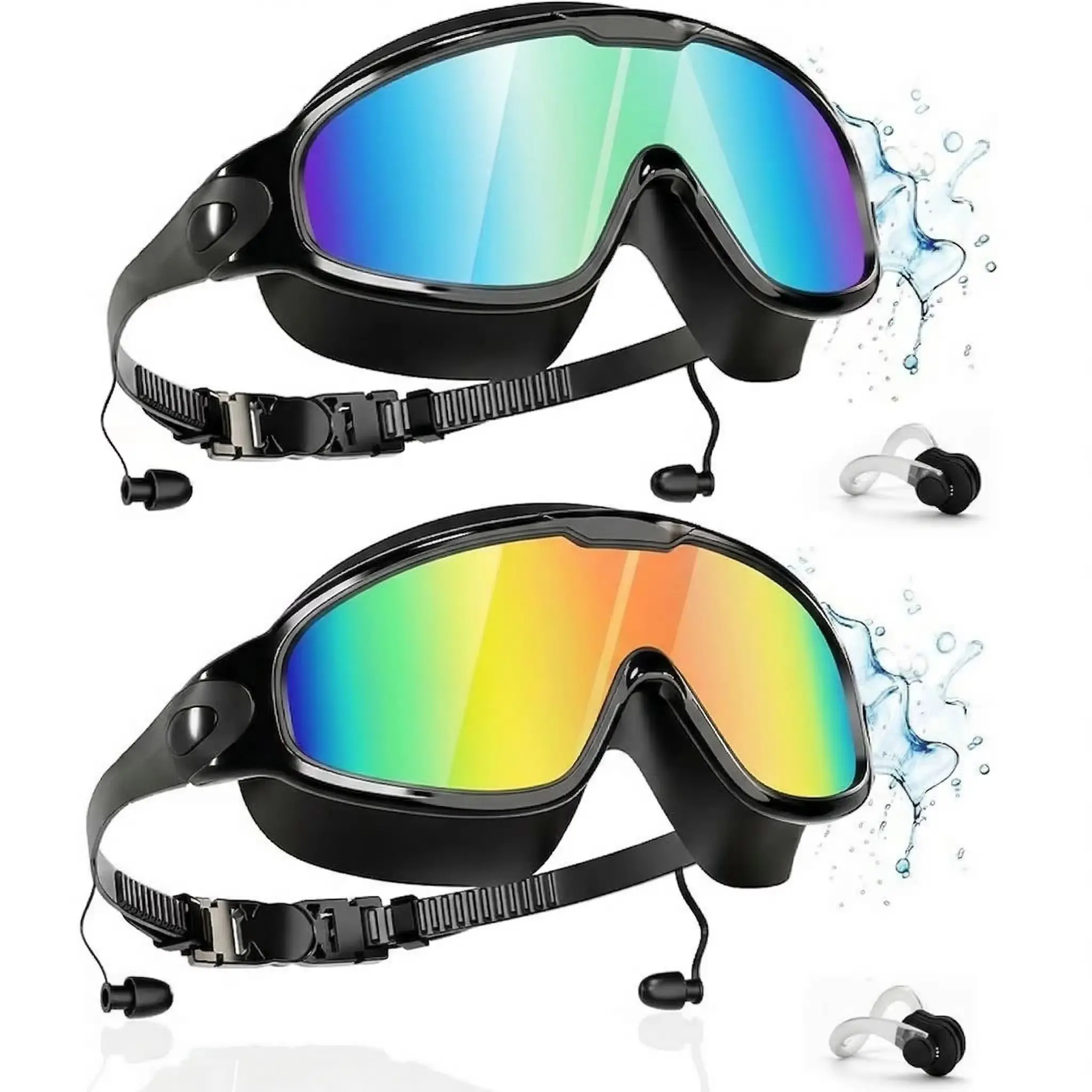Swim Goggles 2 Pack Wide View Anti Fog&UV Swimming for Audlt - texture detail