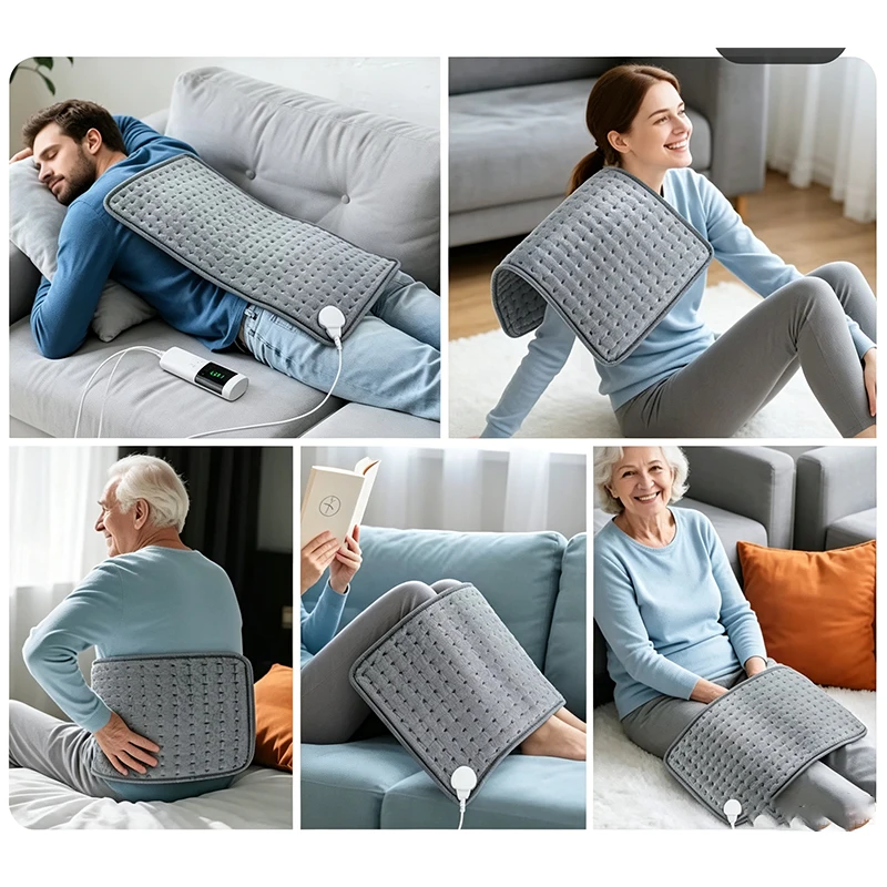 Electric Heating Pad 30×60cm – Fast-Heat Pad for Back & Shoulders - in use