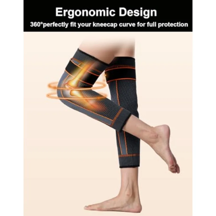 Knee Compression Sleeves 2-Pack - Support for Arthritis and Joint Pain - size and dimensions