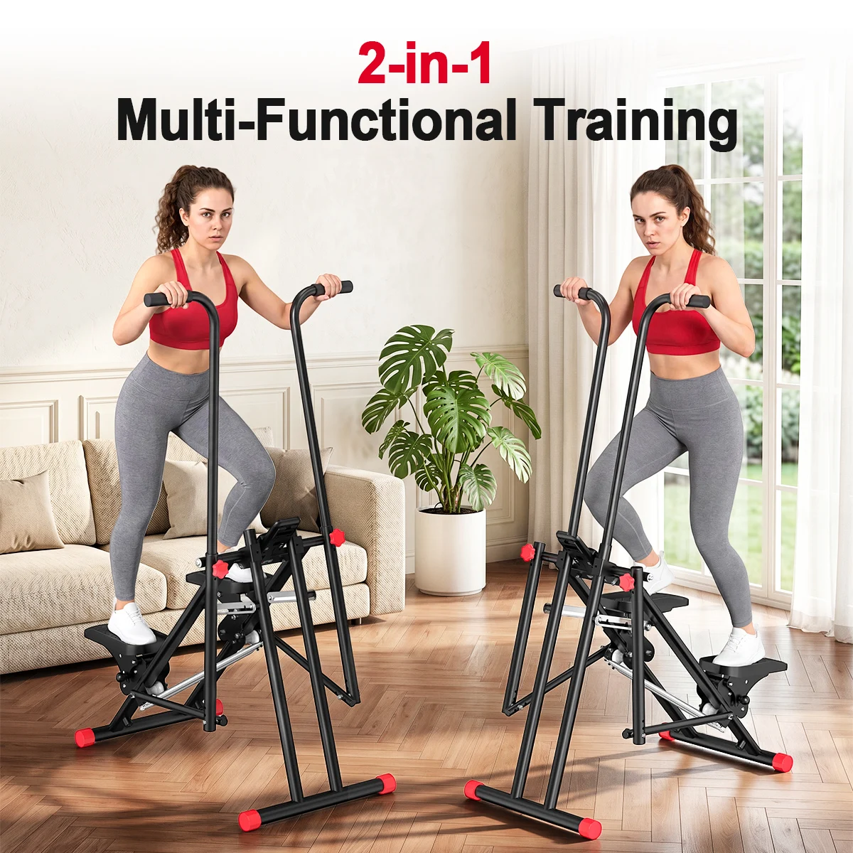 Vertical Stair Stepper – Quiet Home Cardio Climber with LCD & 3 Resistance Levels - close-up detail