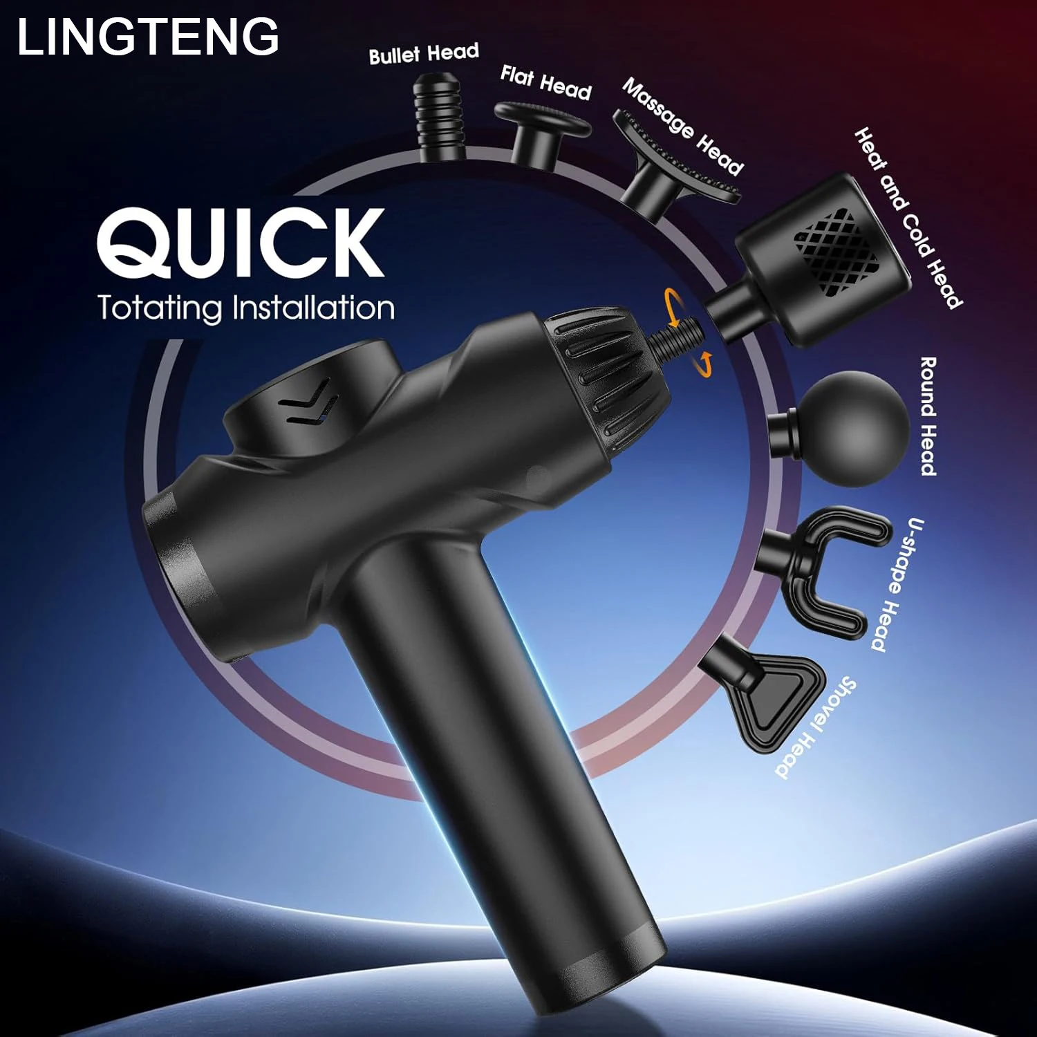 LINGTENG Massage Gun with Hot and Cold Functions Deep Tissue Back - in use