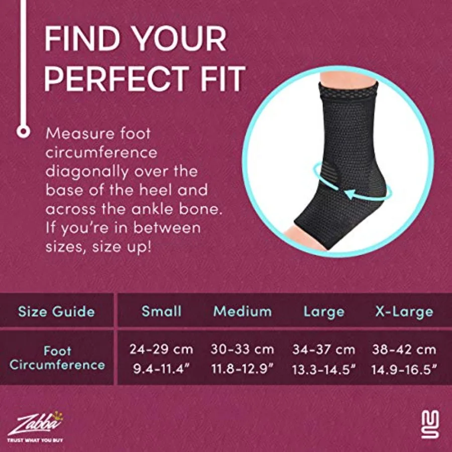 Plantar Fasciitis Ankle Brace – Arch & Tendon Support Sleeve - size and dimensions