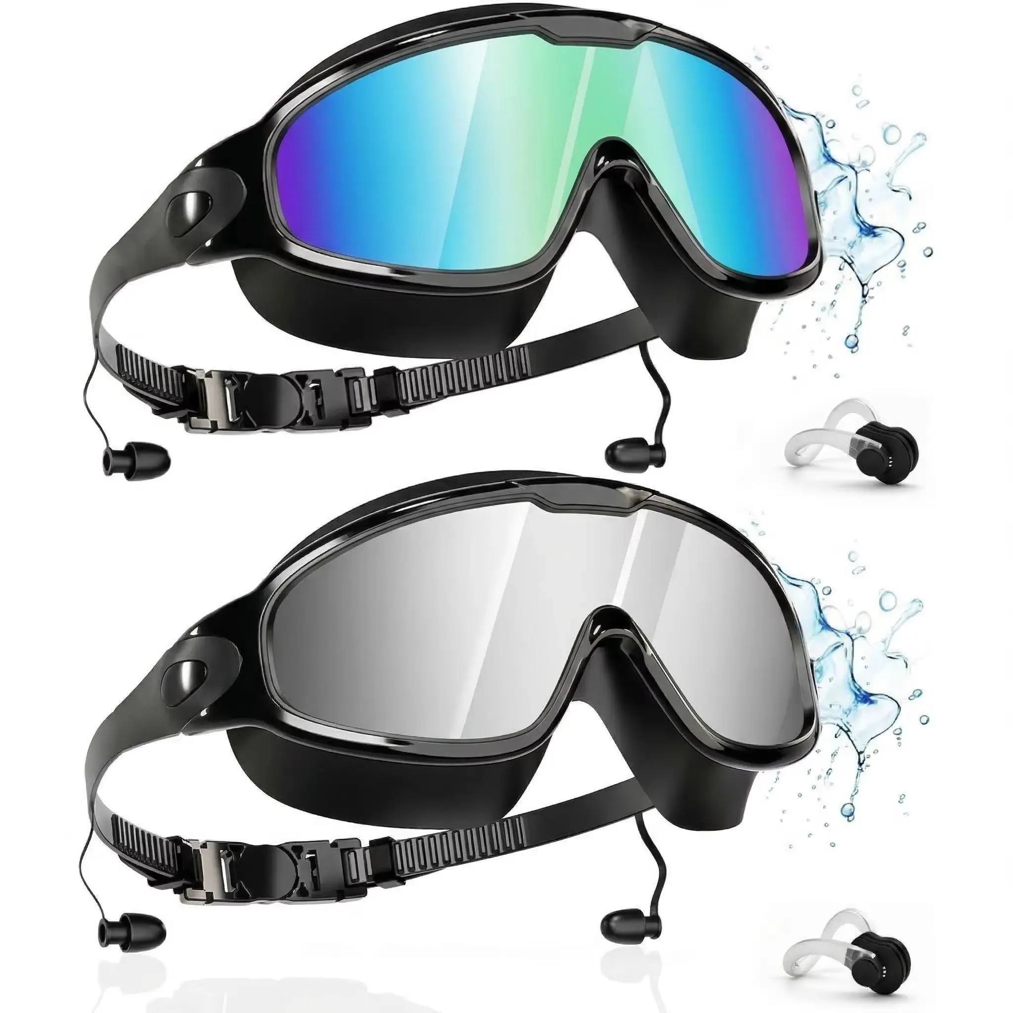 Swim Goggles 2 Pack Wide View Anti Fog&UV Swimming for Audlt - side view
