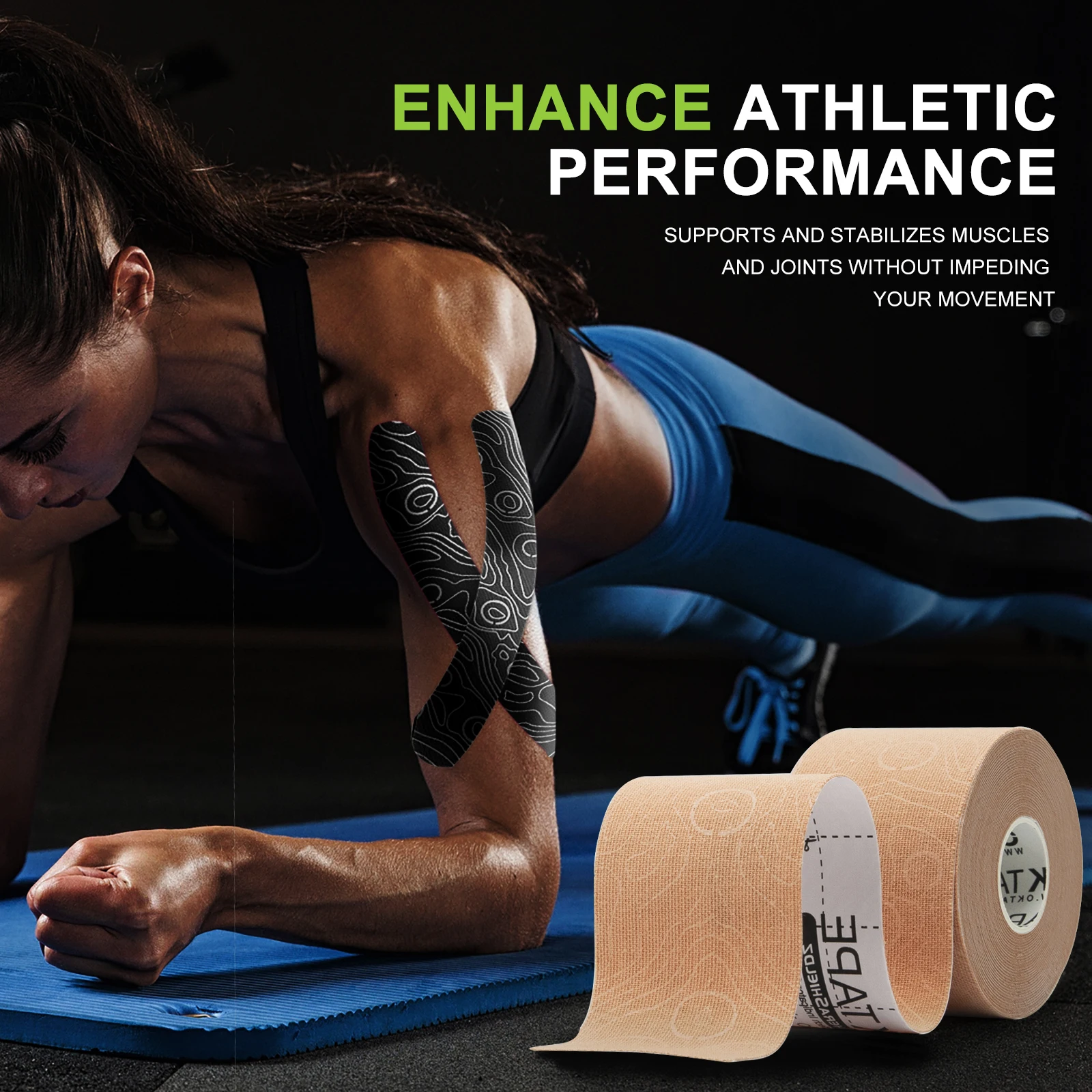 Kinesiology Tape 5cm x 5m – Waterproof Elastic Athletic Tape, Latex Free - color options
