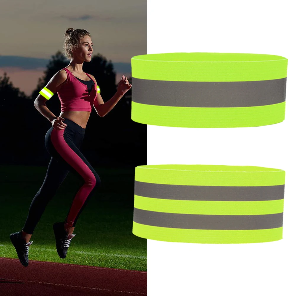 Reflective Bands & Vest Set – High-Visibility Straps for Night Running - in use