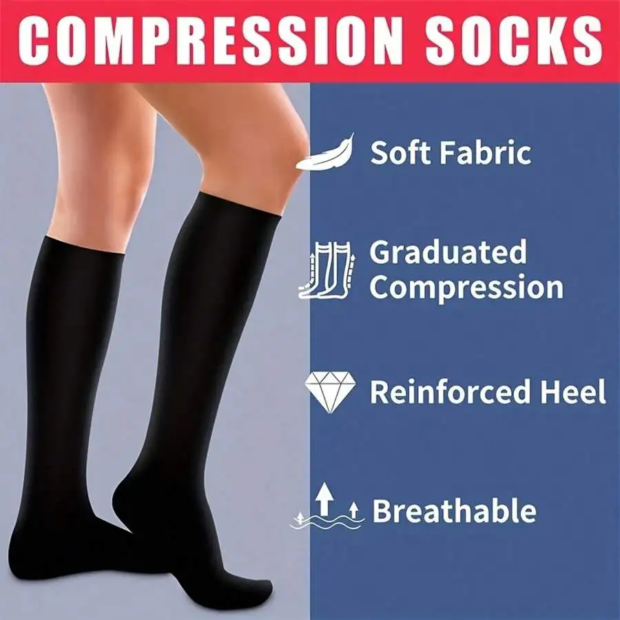 Women’s Compression Socks 3-Pack – Graduated, Anti-Slip, Breathable - color options